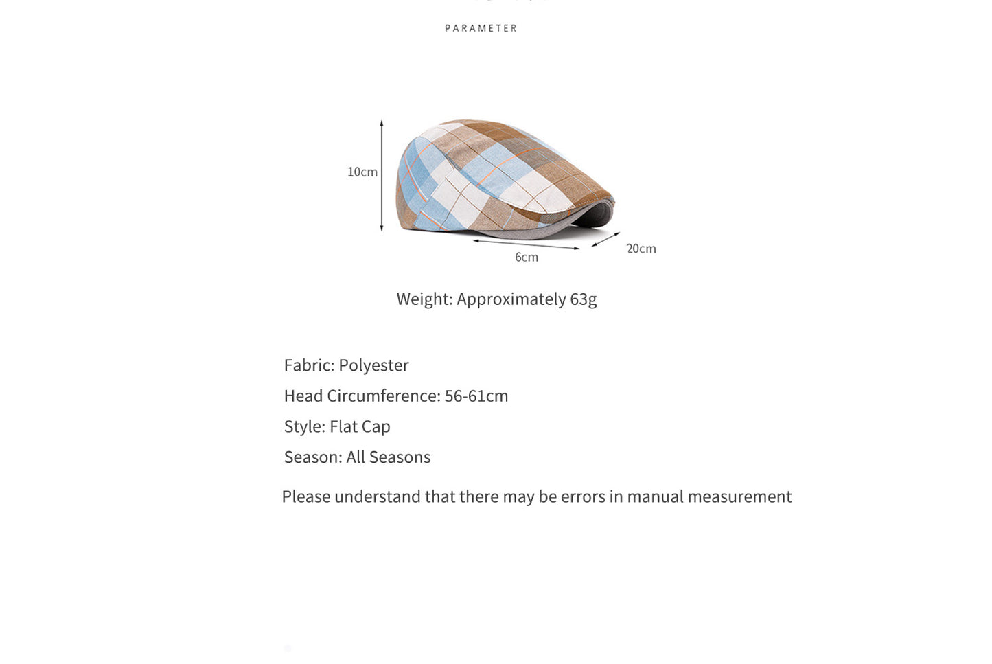**Colorful Checkered Beret (Adjustable Head Circumference)**