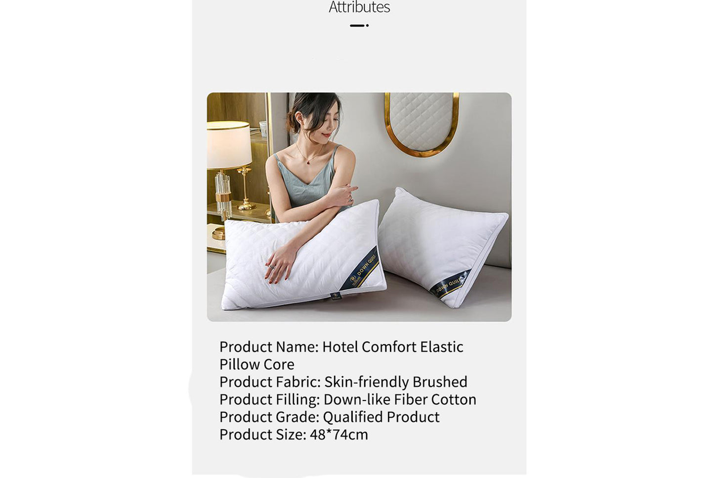 **Five-Star Hotel Pillow Core (48*74cm Feather and Down Filling)**