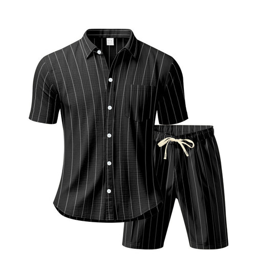 # Linen Striped Jacquard Men's Casual Suit