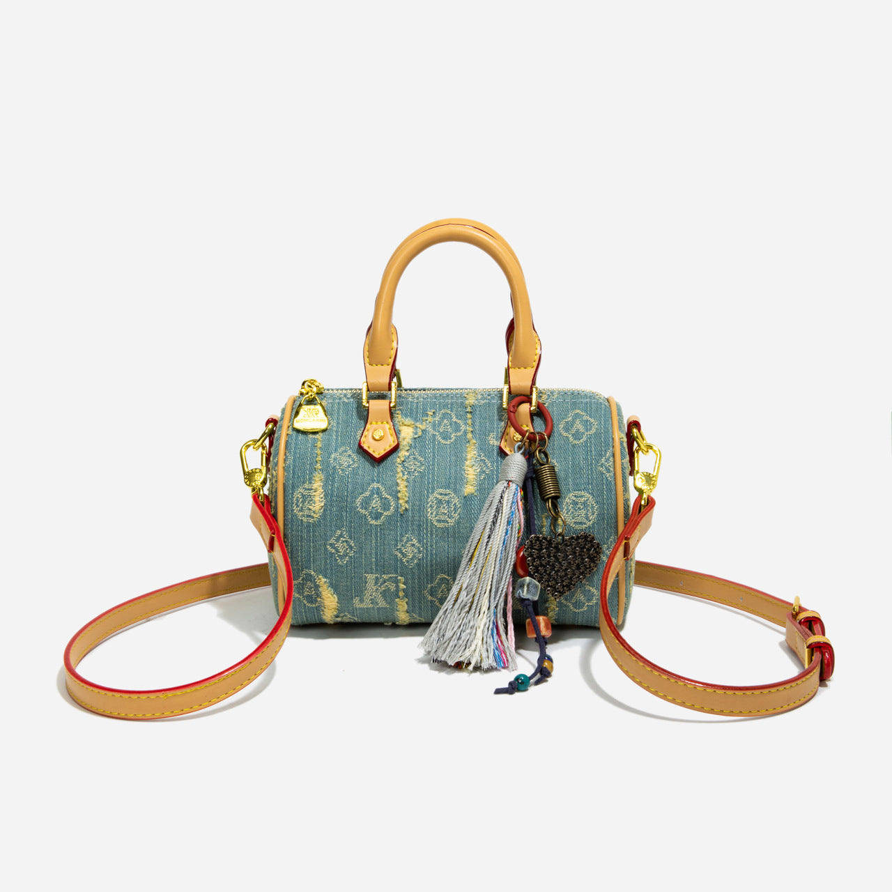 Stylish Color-Blocked Denim Crossbody Bag