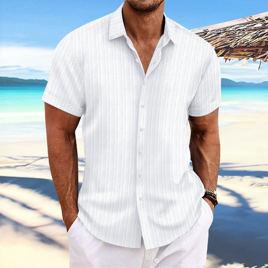 Men's Striped Jacquard Short-Sleeve Shirt