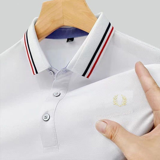 # Embroidered Logo Fashion Short-Sleeve Polo Shirt