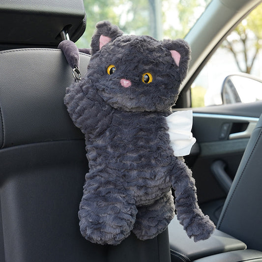 **Cartoon Cat Plush Car Tissue Box**