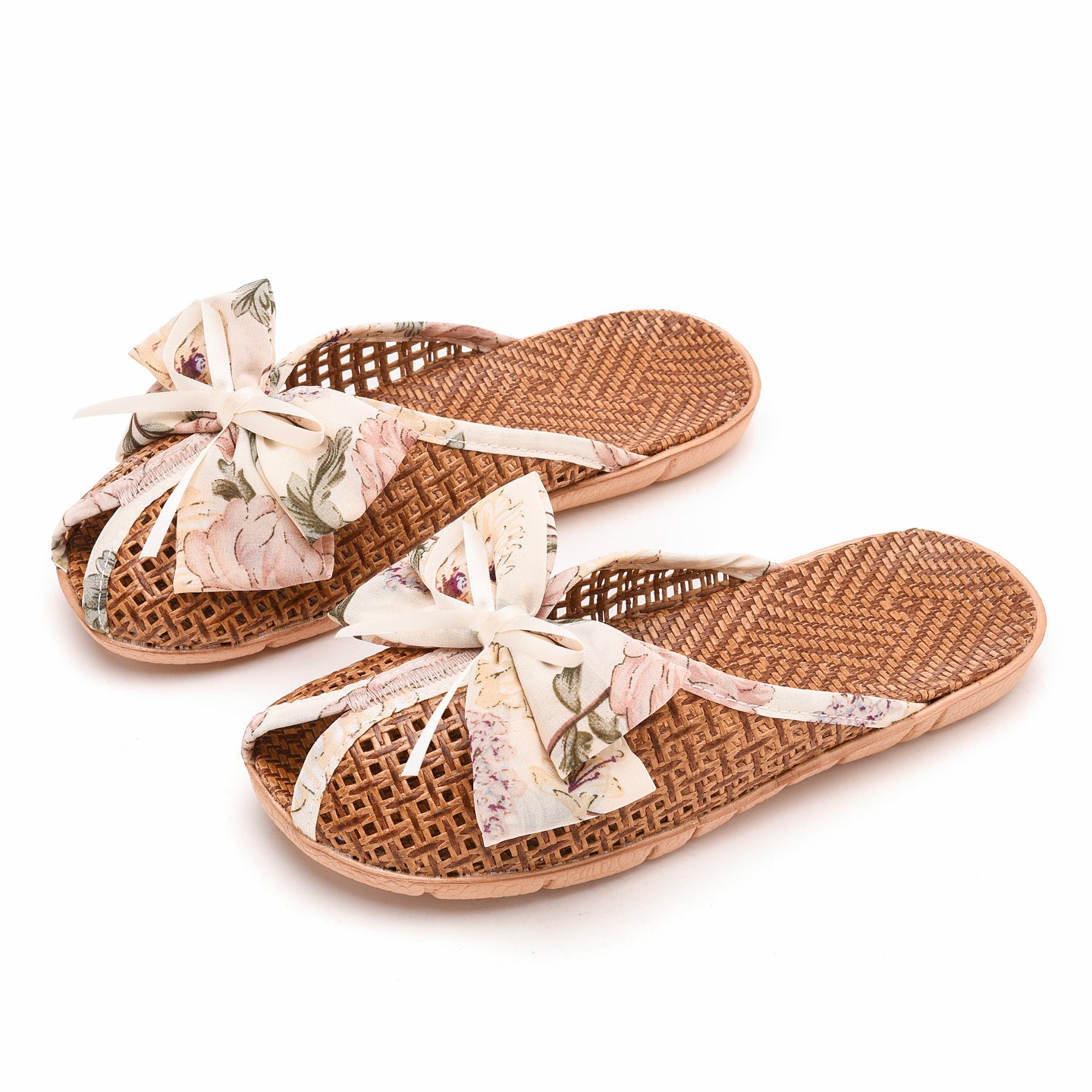 Women's Rattan &amp; Hemp Woven Closed-Toe Slippers
