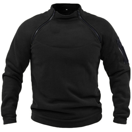 # Men's Fleece Stand Collar Loose-fitting Tactical Hoodie