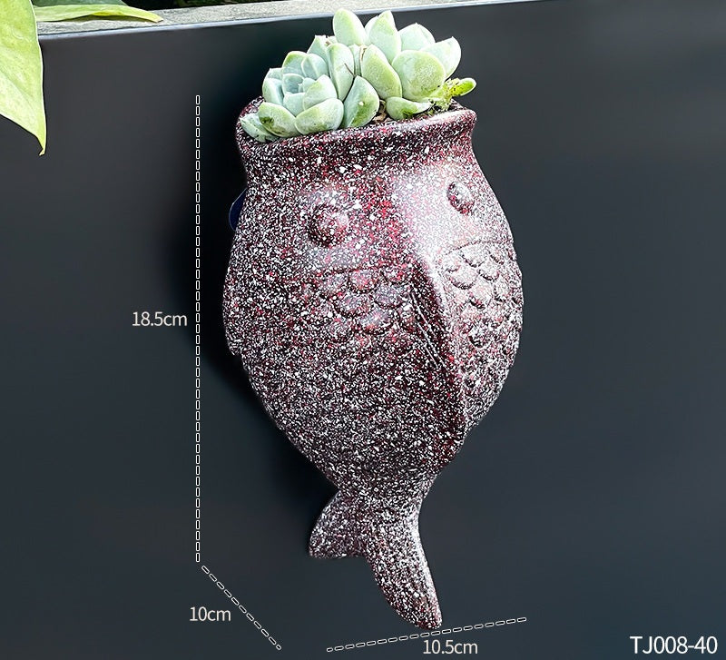 # Spotted Fish Wall-Mounted Flower Pot