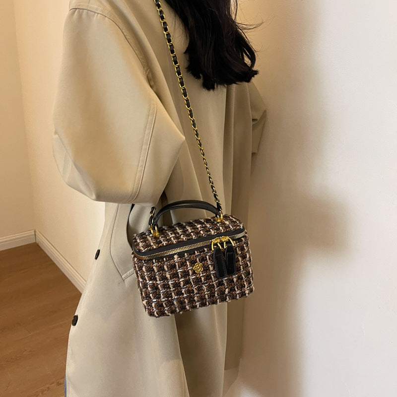 **Chanel-Style Wool Chain Bag**