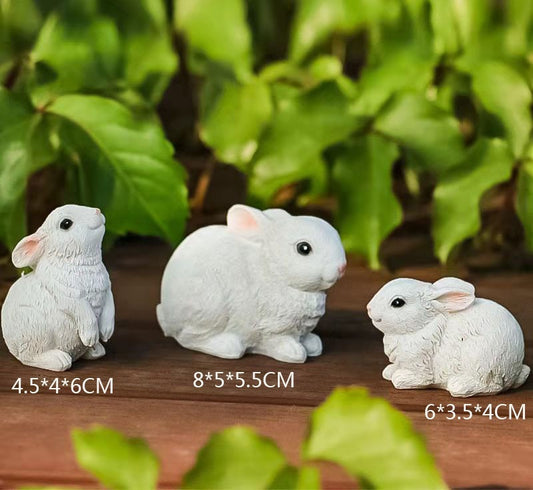 **Outdoor Simulation Resin Rabbit Decorative Ornament**3 PACK