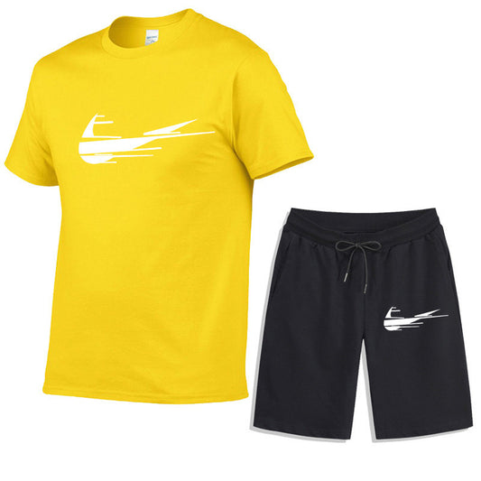 # Printed Short-Sleeve T-Shirt and Shorts Casual Two-Piece Set