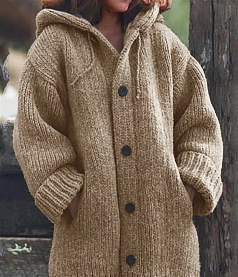 New Mid-Length Cardigan Hooded Jacket