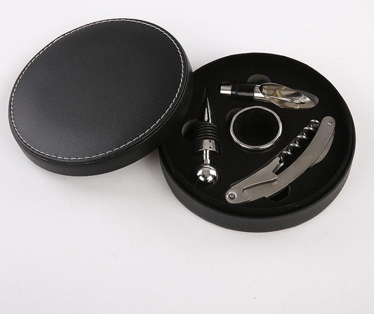 four-piece round leather box wine se