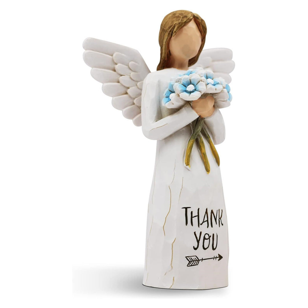 Angel with Wings Holding Flowers Sculpture