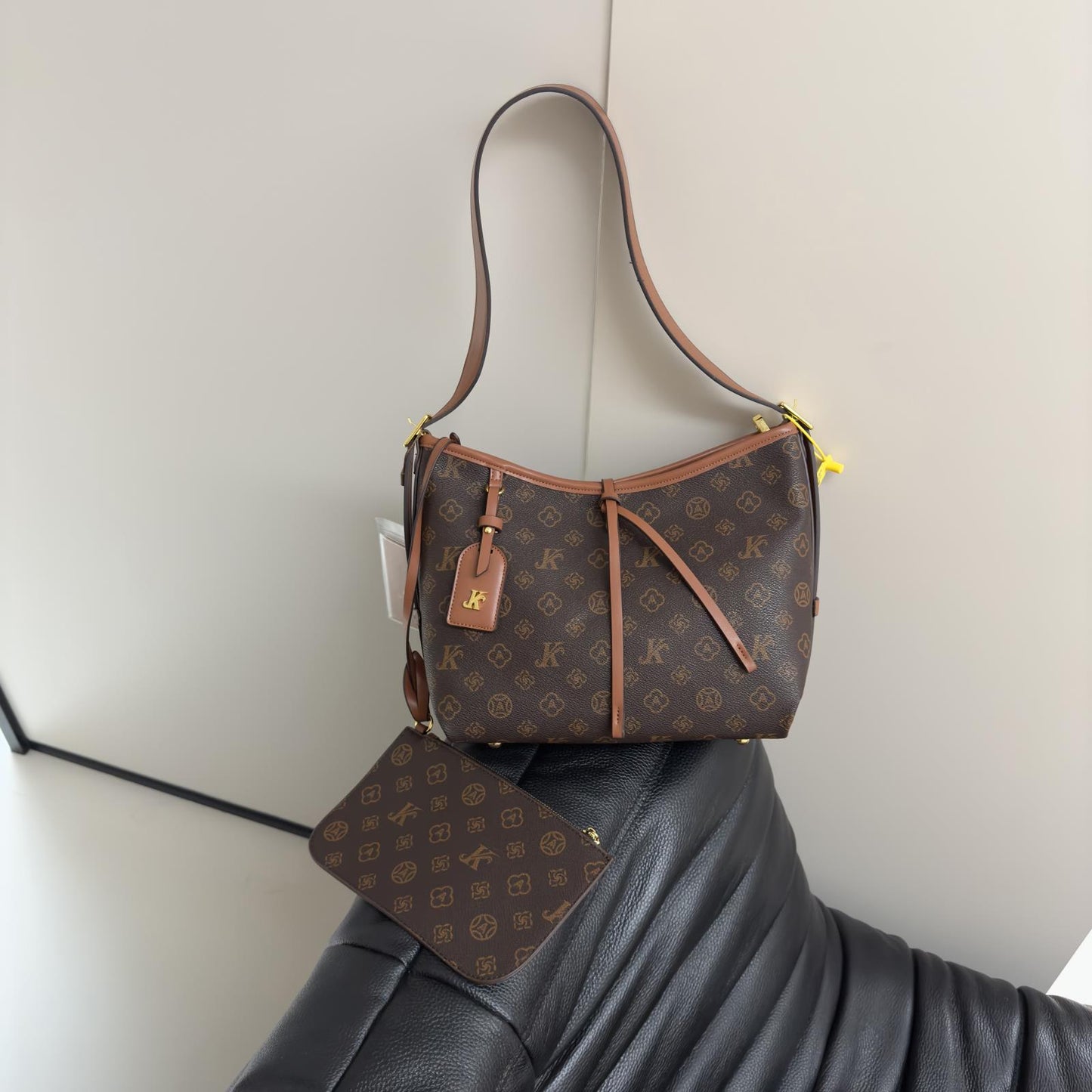 Monogram Letter Shopping Tote Bag