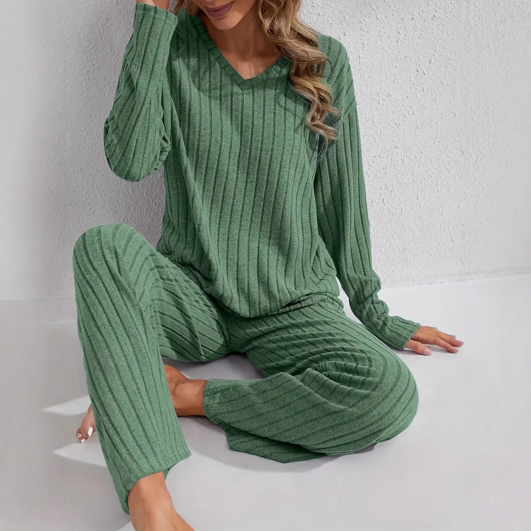 Women's Autumn/Winter Ribbed Home Wear Set