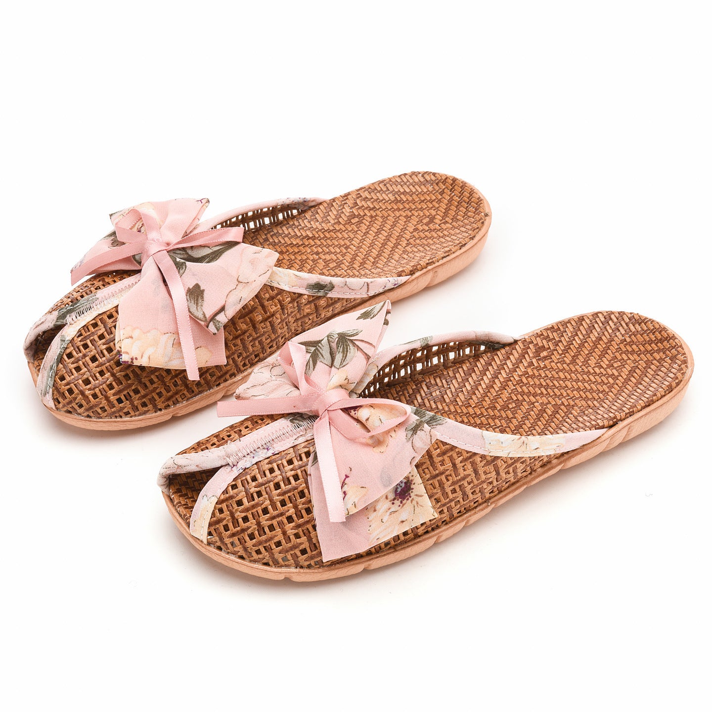 Women's Rattan &amp; Hemp Woven Closed-Toe Slippers