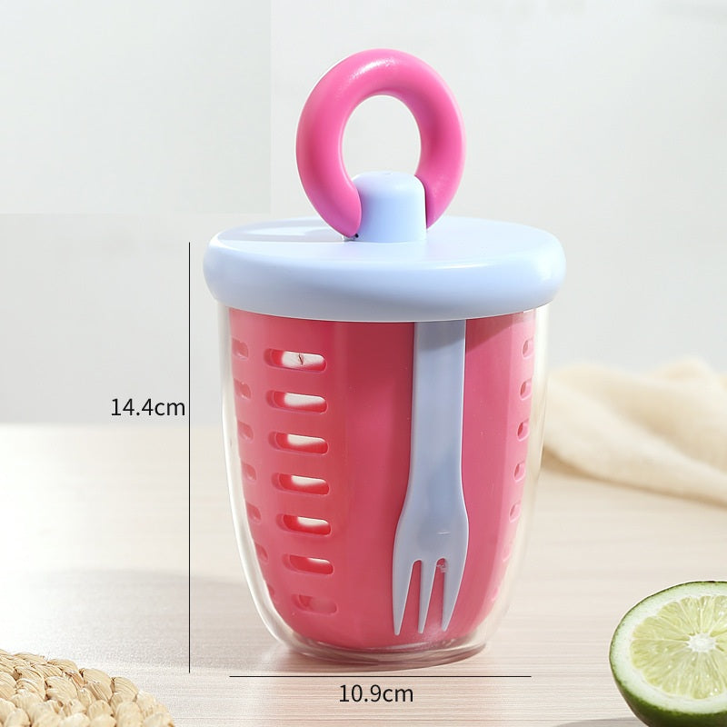 # Double-Layer Draining Portable Salad Cup