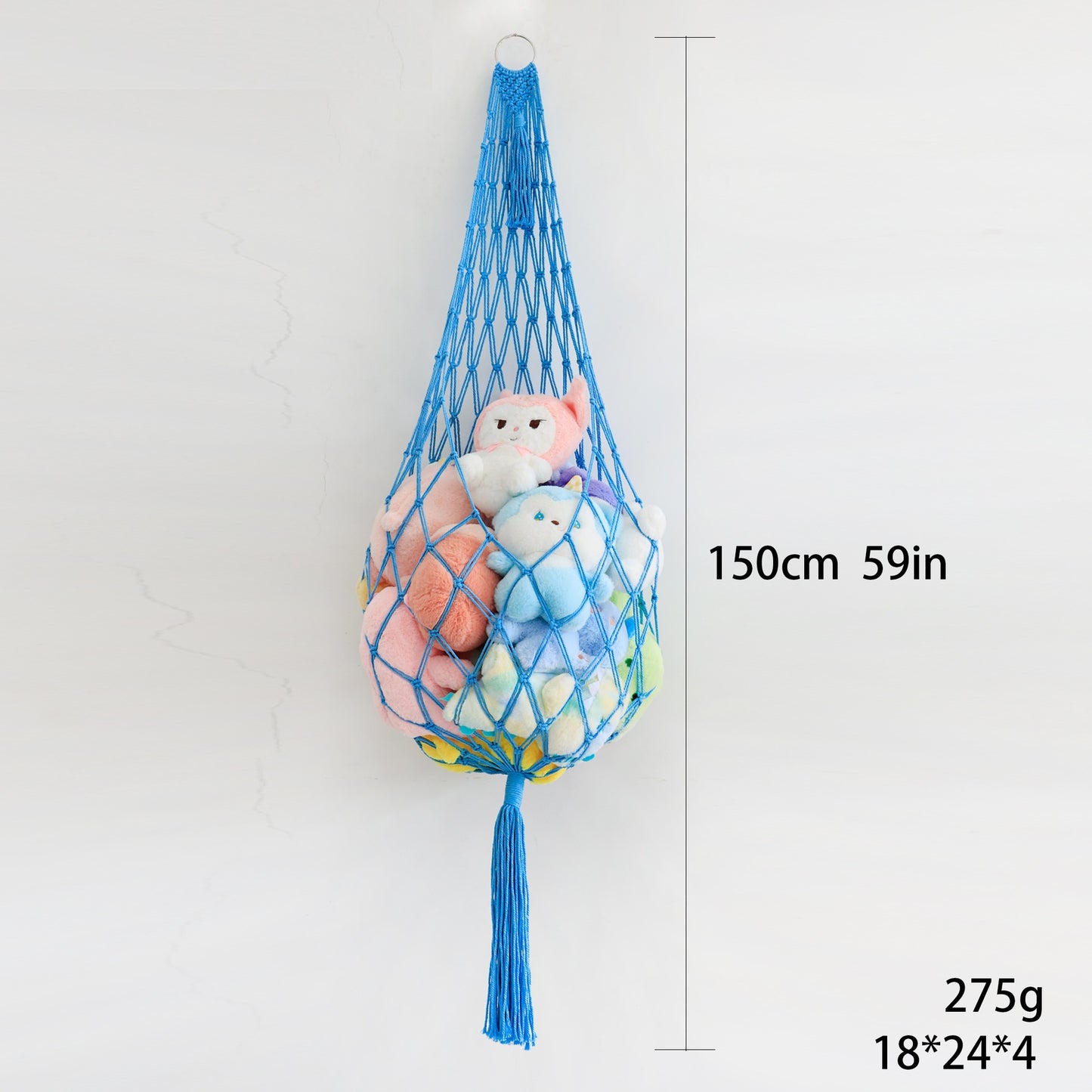 **Hanging Cotton Rope Woven Plush Toy Storage Bag**