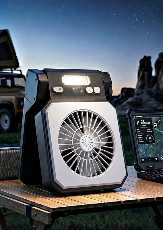 # Solar-Powered Camping Light Portable Fan