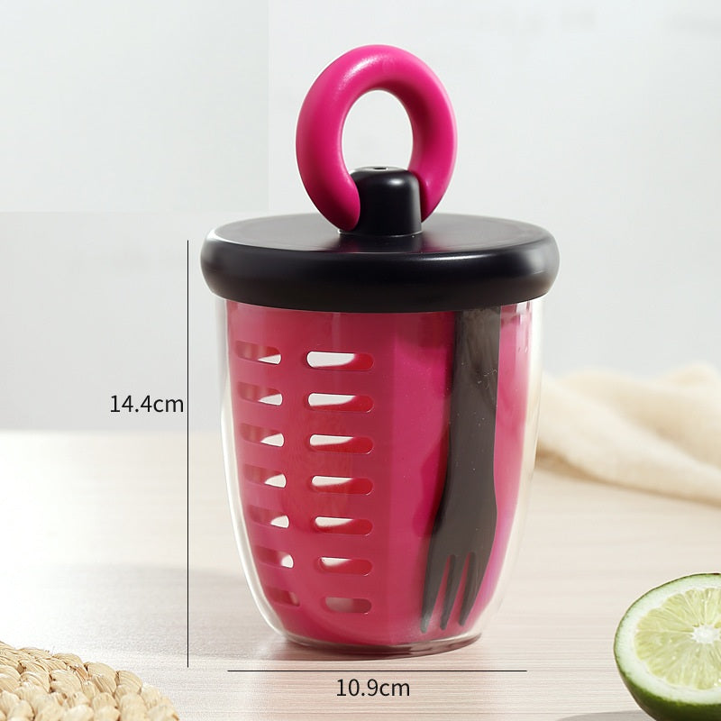 # Double-Layer Draining Portable Salad Cup