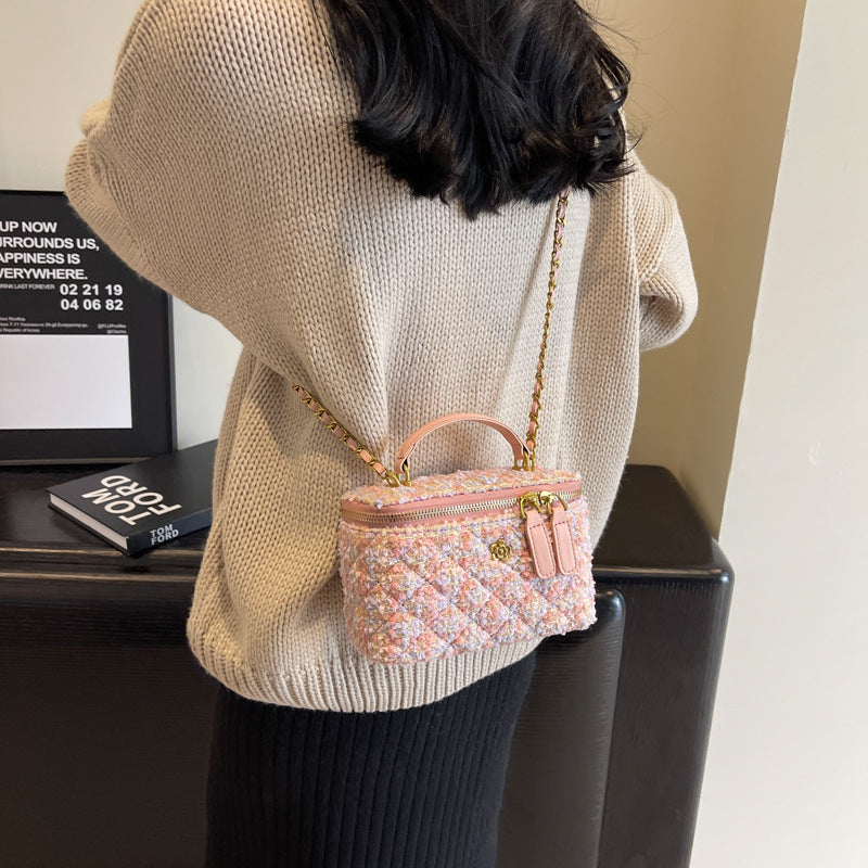 **Chanel-Style Wool Chain Bag**