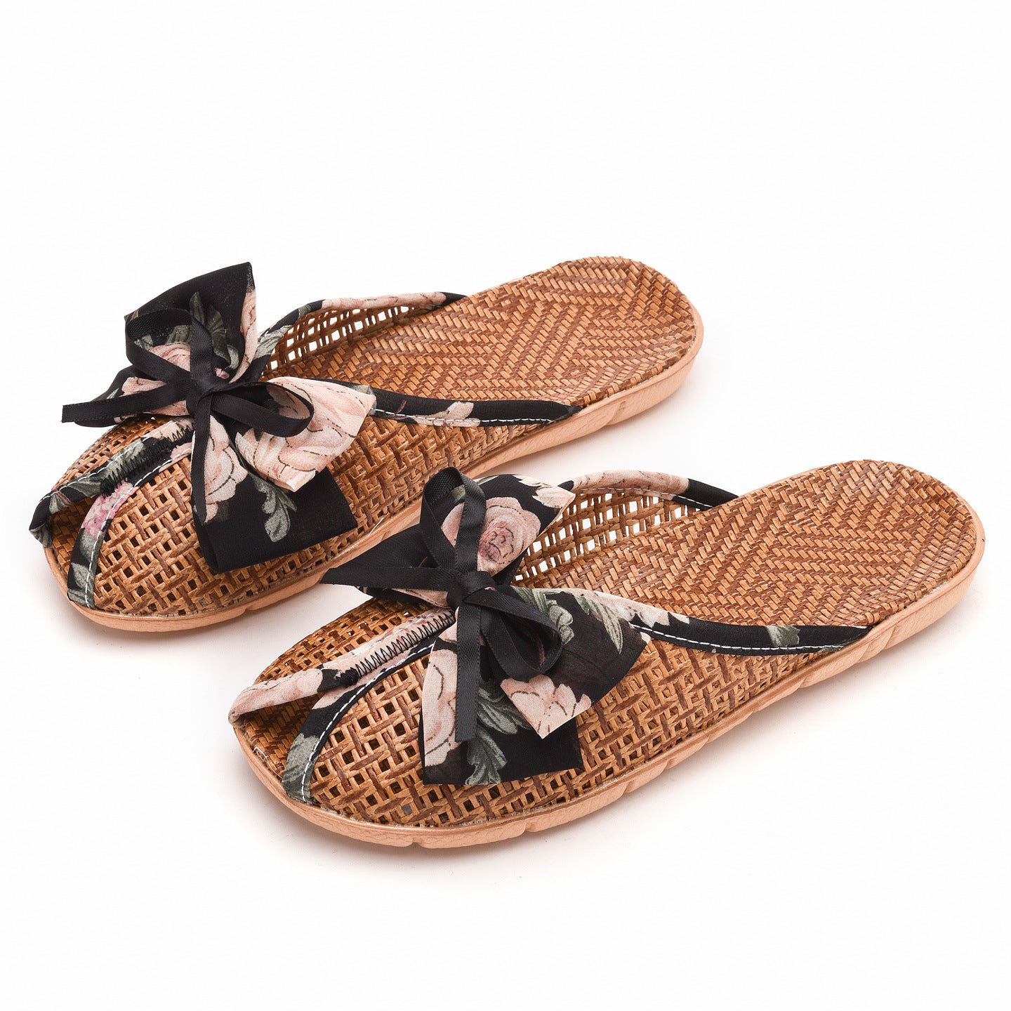 Women's Rattan &amp; Hemp Woven Closed-Toe Slippers