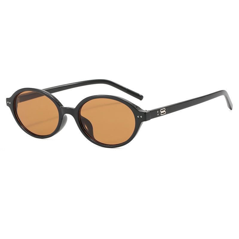 **Women's Brown Oval Frame Sunglasses with UV Protection**