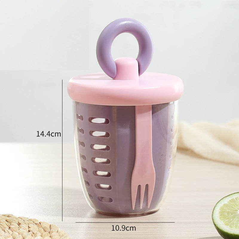 # Double-Layer Draining Portable Salad Cup