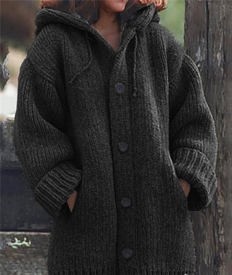 New Mid-Length Cardigan Hooded Jacket