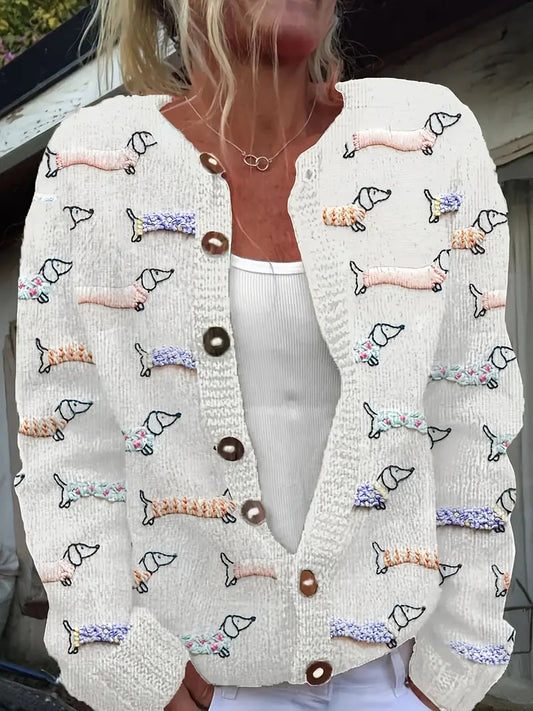 **Digital Print Cardigan Knit Cardigan for Women**