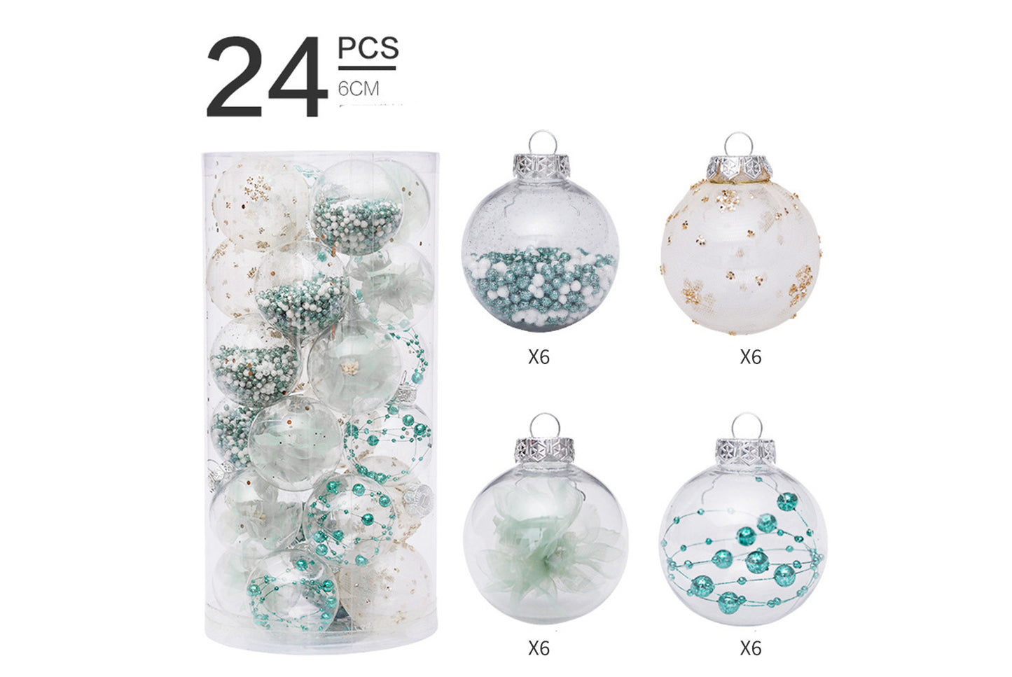 6cm Mint Green Mesh PET Christmas Ball Se