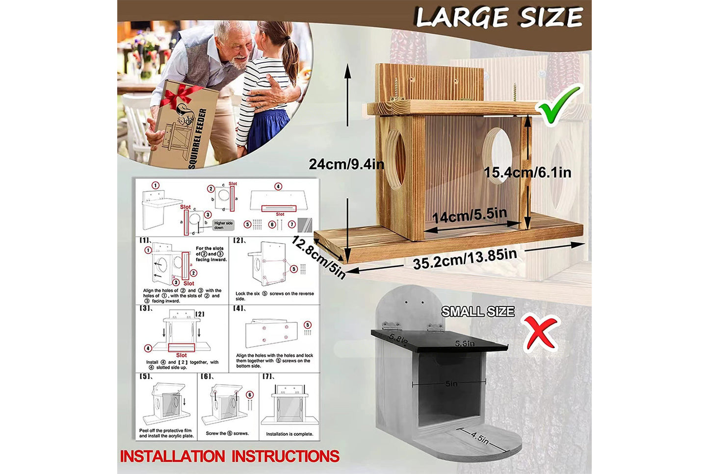 Wooden Squirrel Feeder