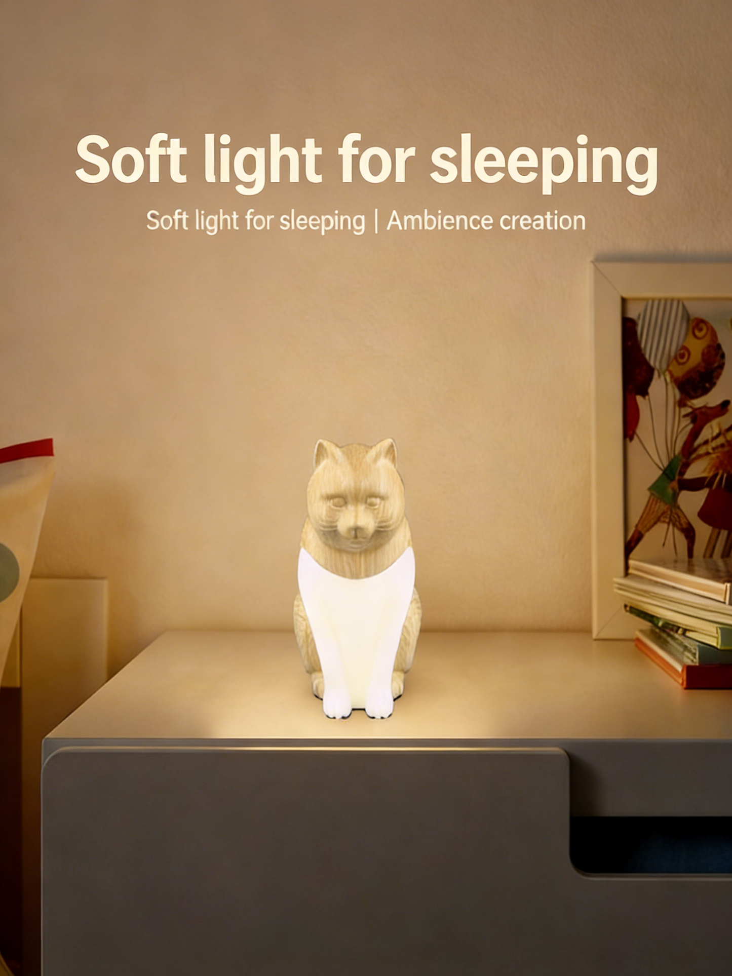 **Mini Night Light for Bedroom Desktop, Creative Lucky Cat Desk Lamp**