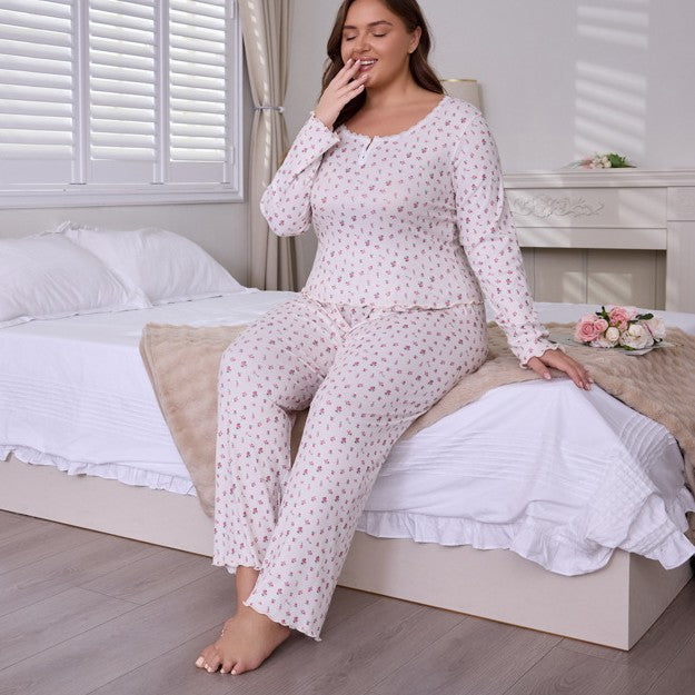 Autumn and winter women's long-sleeved casual pajamas and home wear sets