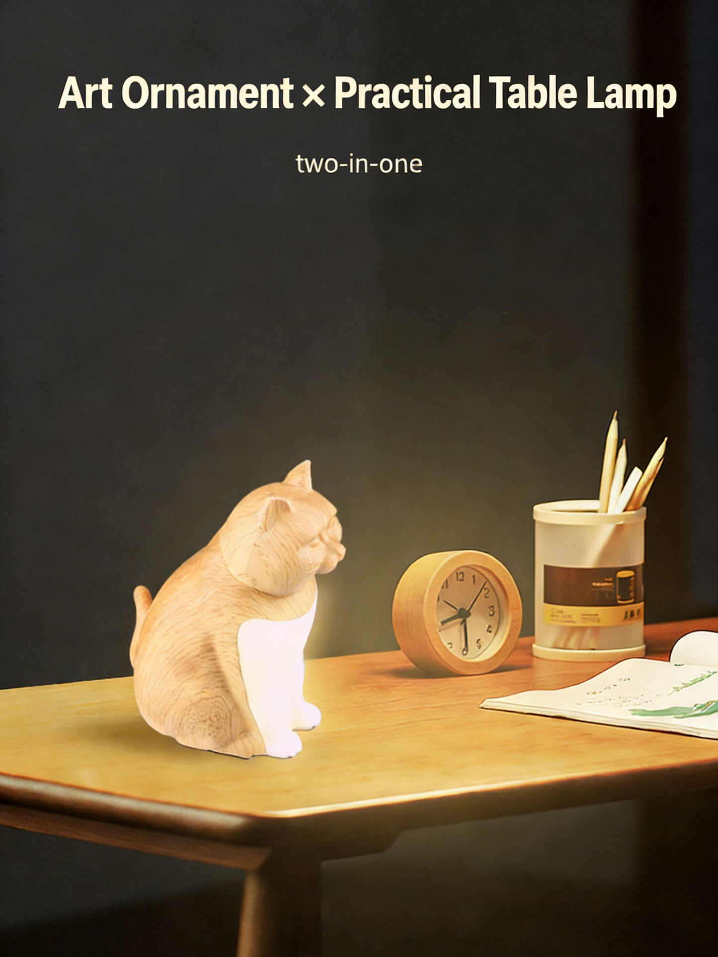 **Mini Night Light for Bedroom Desktop, Creative Lucky Cat Desk Lamp**