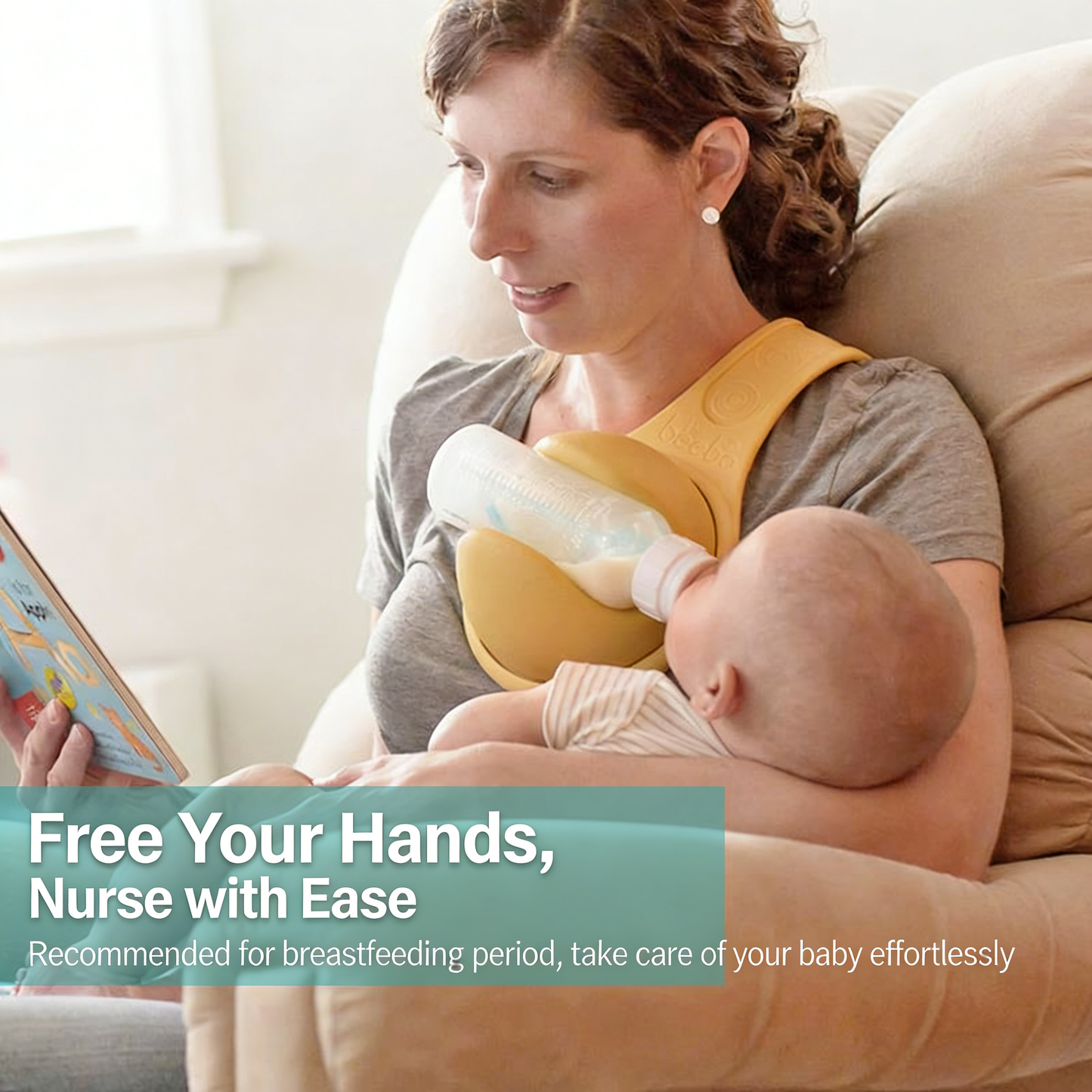 Hands-free silicone bottle holder for breastfeeding