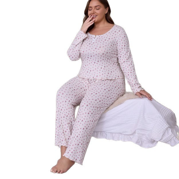 Autumn and winter women's long-sleeved casual pajamas and home wear sets