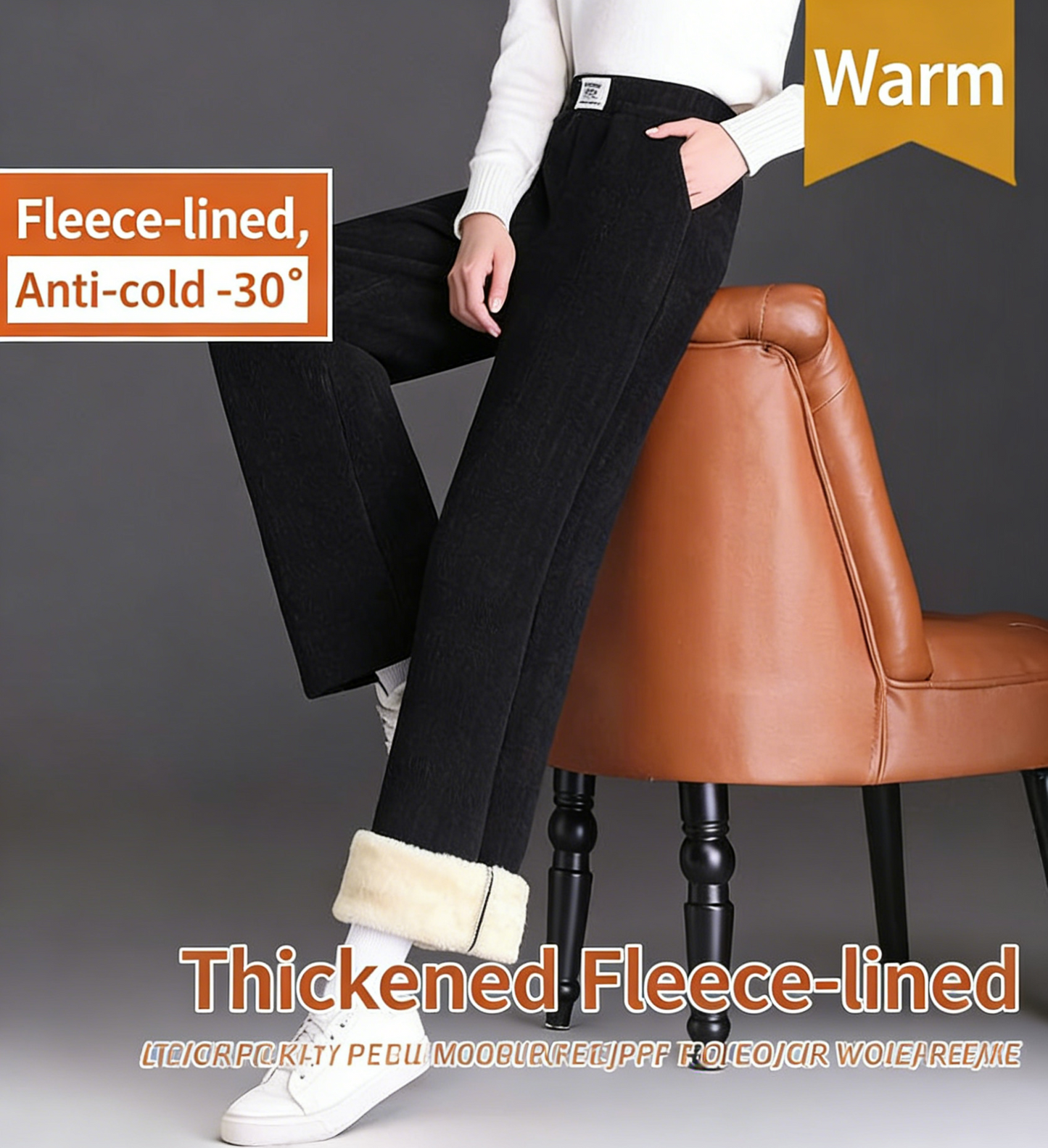 Plus Size Straight-Leg Wide-Leg Sweatpants with Lambswool Lining