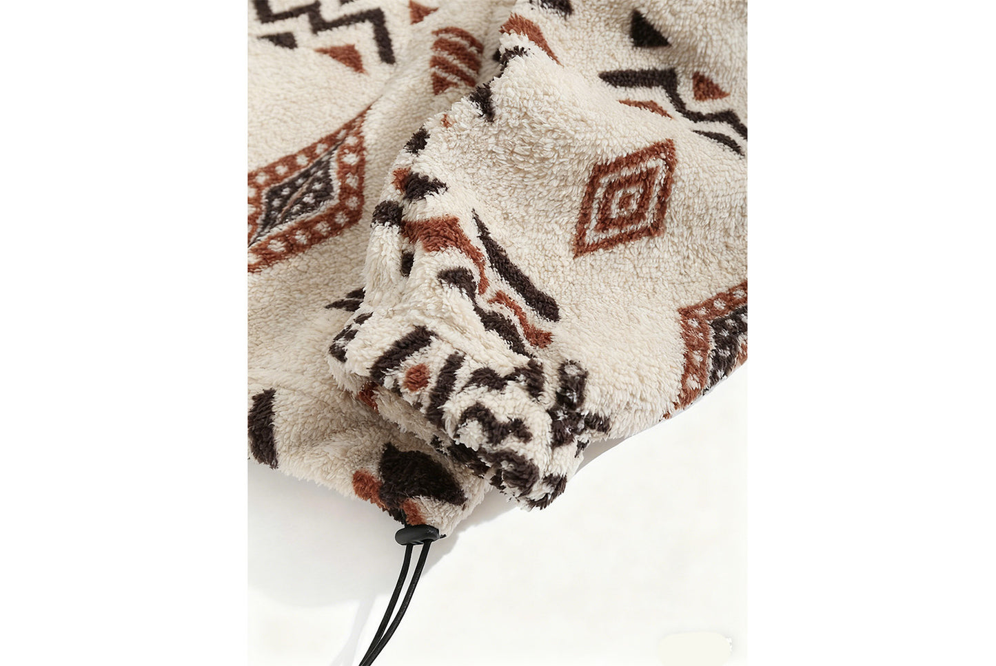 **Ethnic Print Fleece Women's Jacket (Elegant Hoodless Zipper Style)**